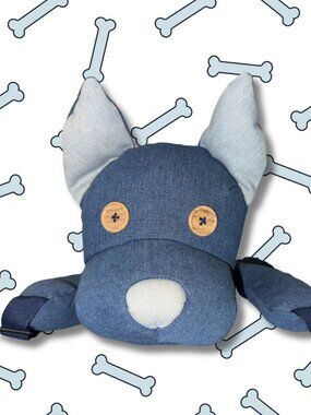 PIPPES Denim Dog Plush Backpack 18" Kids Bag Hidden Belly Zipper NWOT (#2)